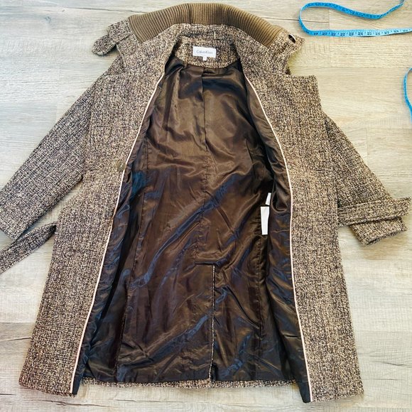 Calvin Klein Long Tweed Peacoat with Sweater Neck (size 4) - Picture 8 of 16